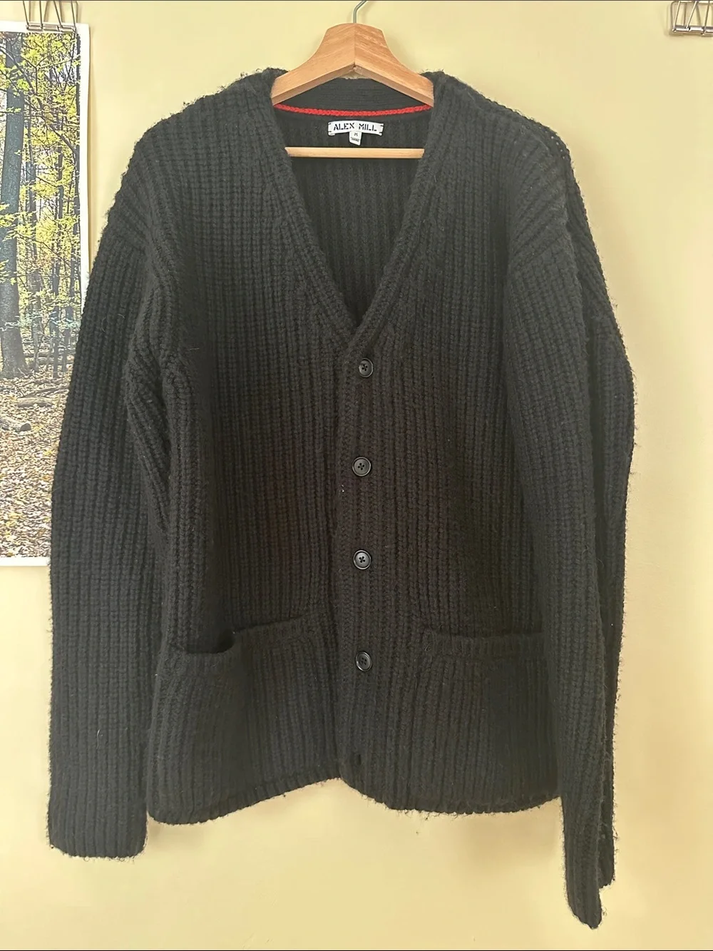 Alex Mill Men’s Jensen Cardigan in Merino - Black